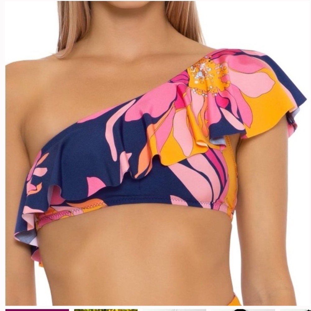 Trina Turk Breeze Asymmetrical Swim Top NEW